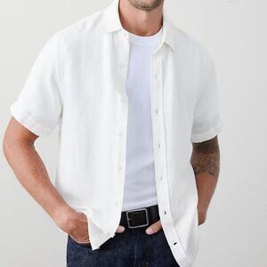 Brand New - Banana Republic Mens Slim-Fit Linen-Blend Shirt LT - White